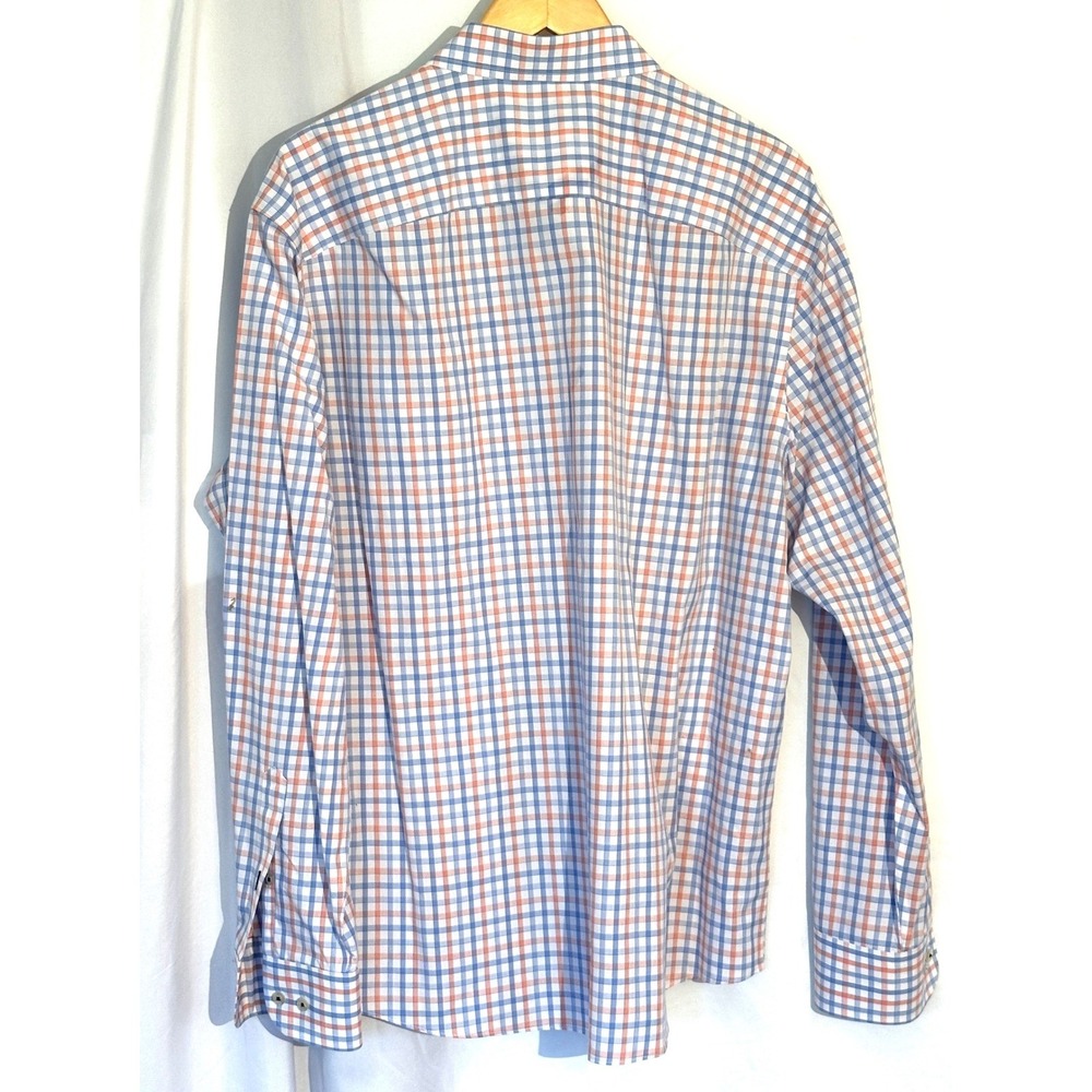 UNTUCKit Carillon Shirt Mens XXL Blue‎ Orange Plaid Wrinkle Free Cotton 34527